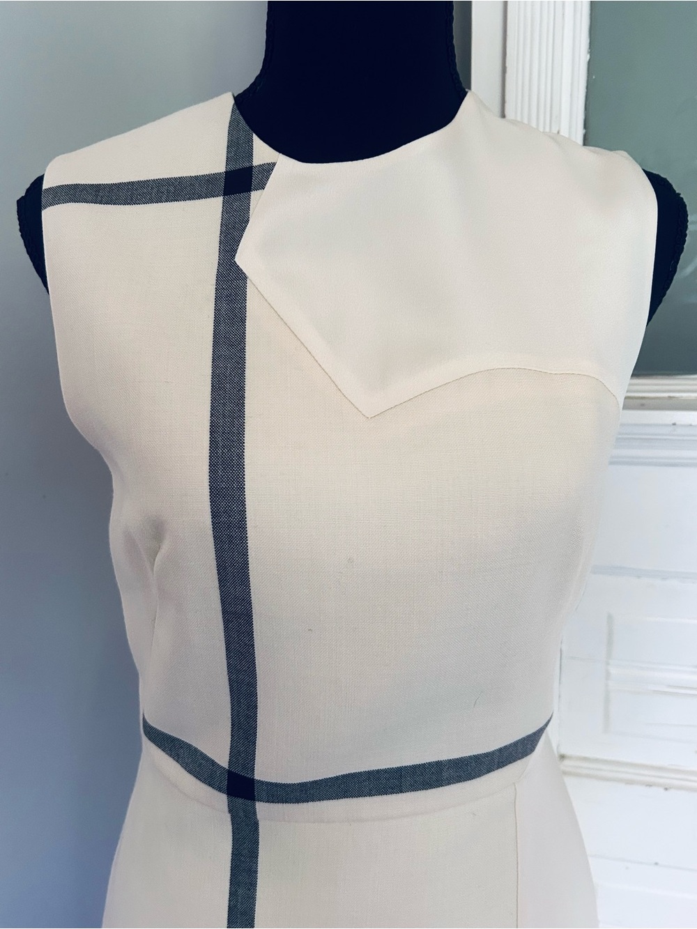 3.1 Phillip Lim ‘Shadow’ Wool & Silk Cocktail Dress, Ivory with Black Windowpane - Picture 3 of 15